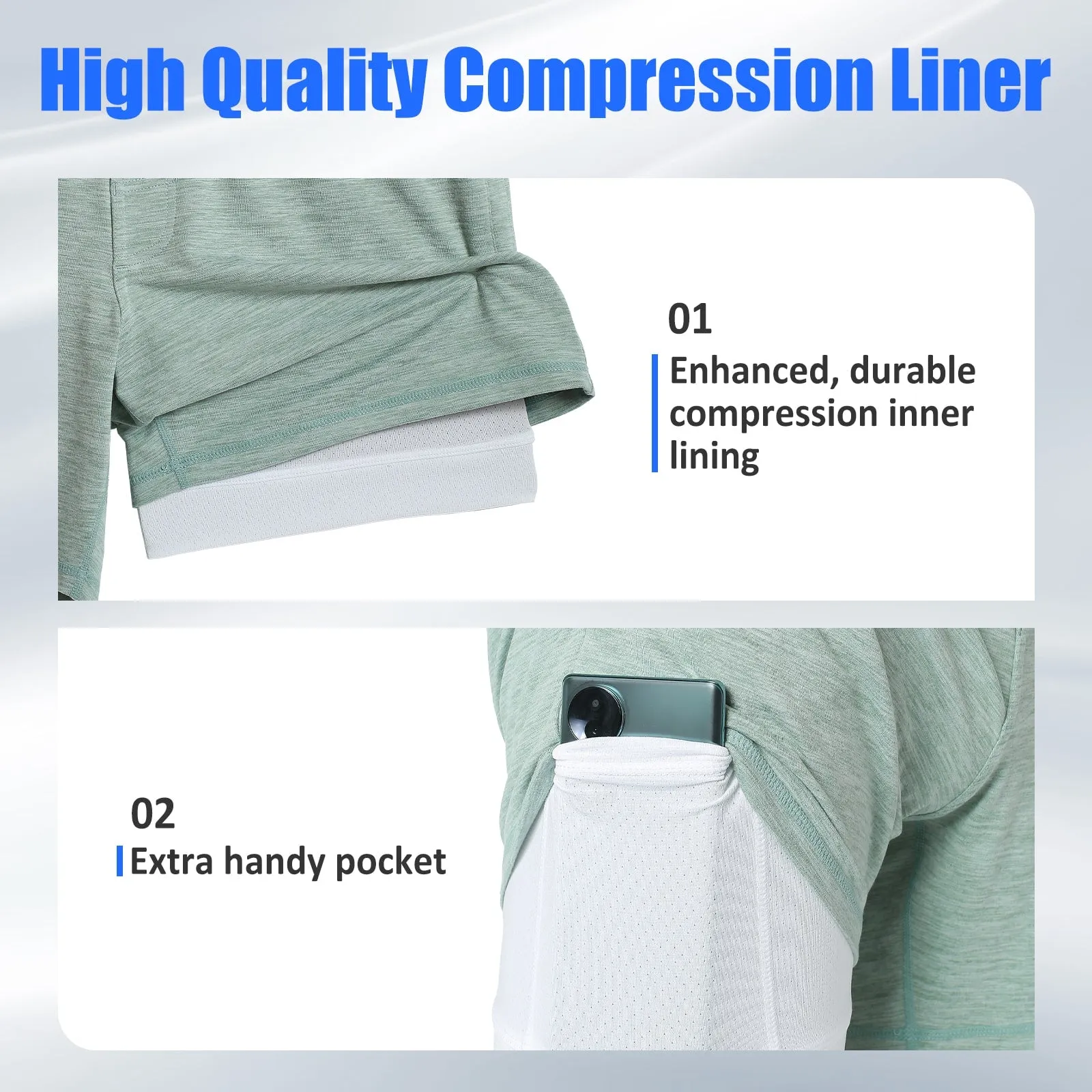 2 in 1 Stretch Short Lined Pickleball Workout Shorts