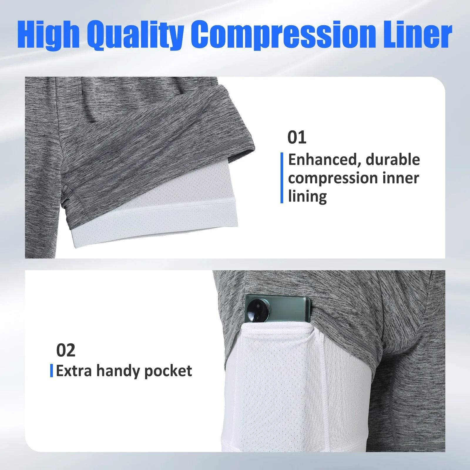 2 in 1 Stretch Short Lined Pickleball Workout Shorts
