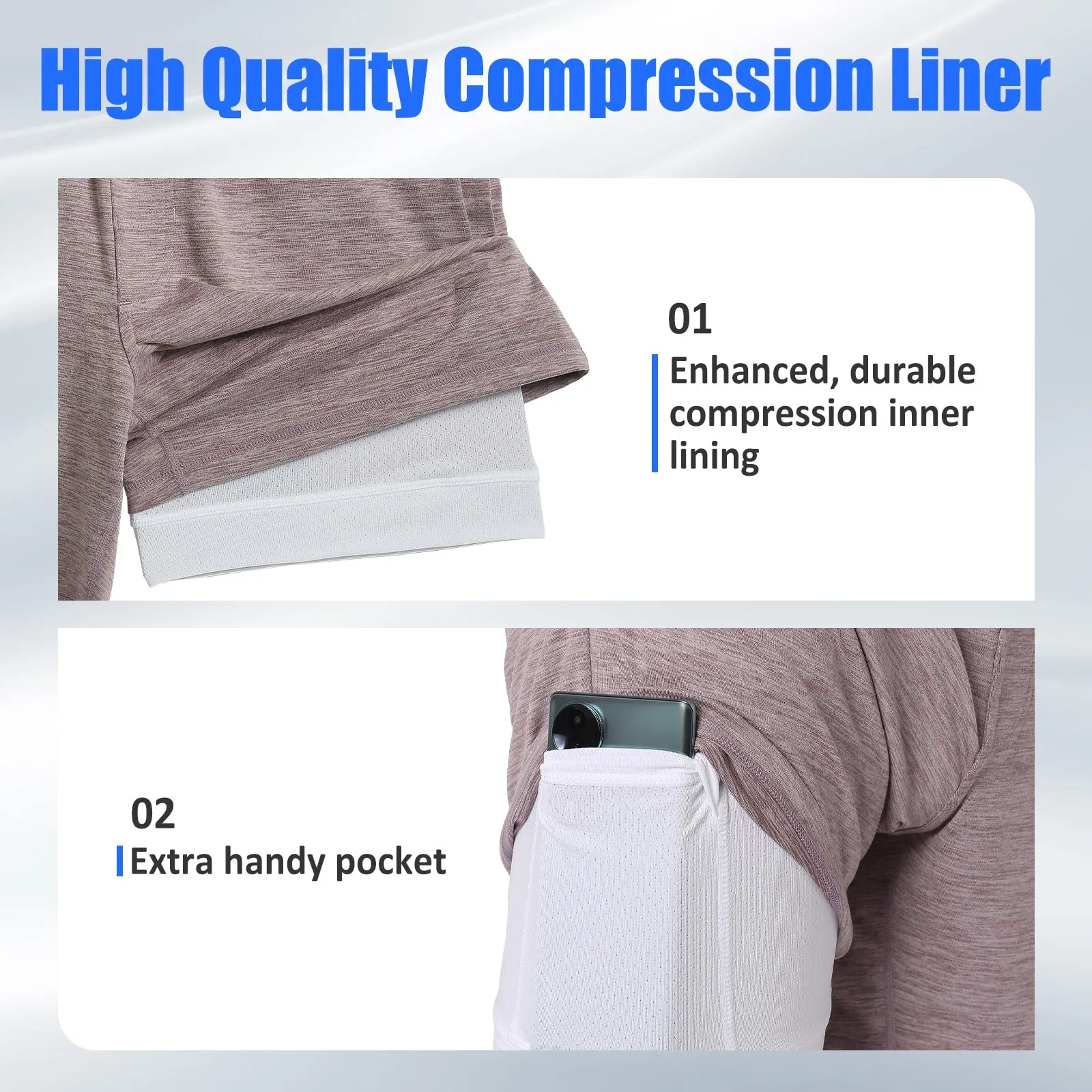 2 in 1 Stretch Short Lined Pickleball Workout Shorts
