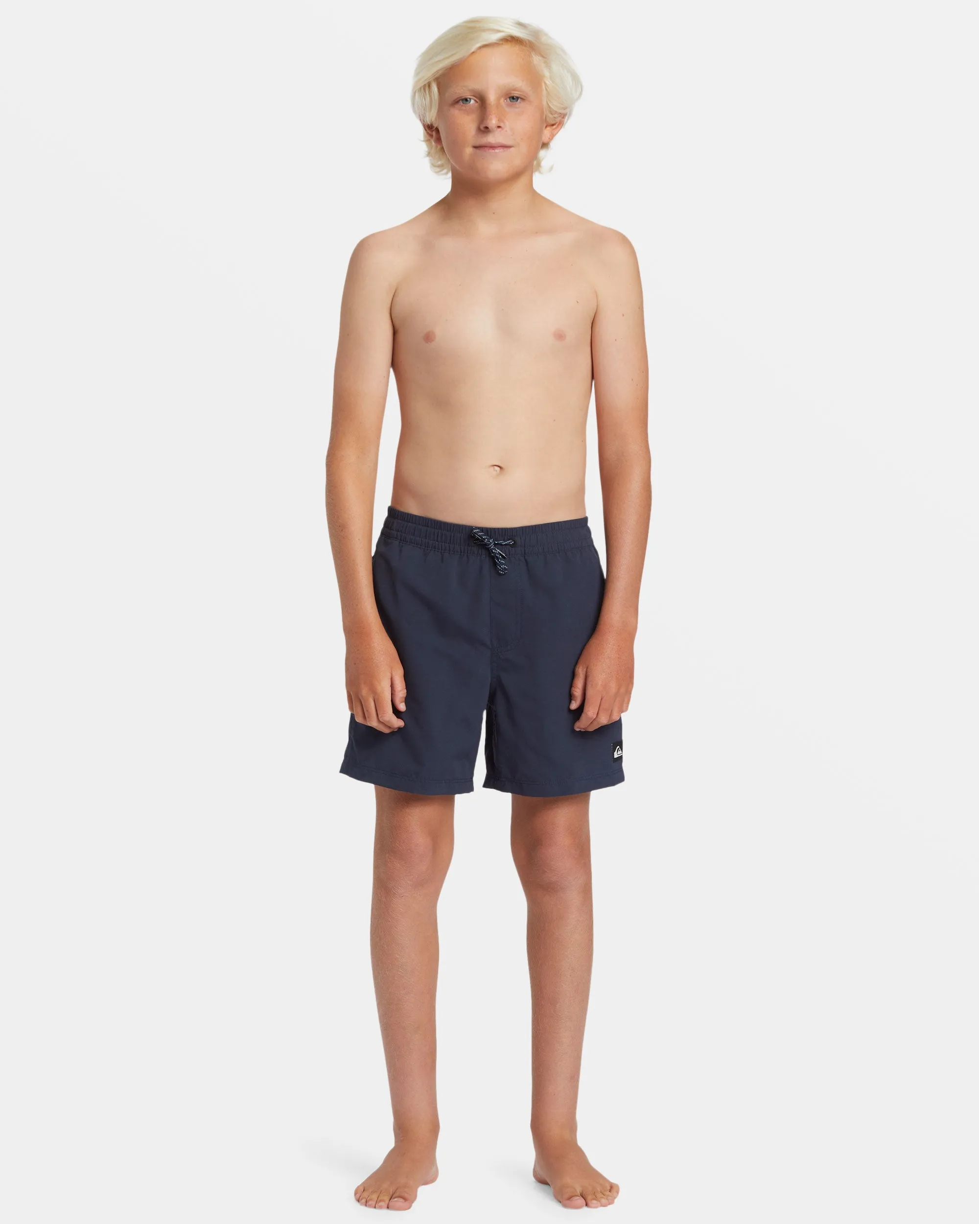 Boys 8-16 Everyday Solid Volley 14" Elastic Waist Shorts - Dark Navy
