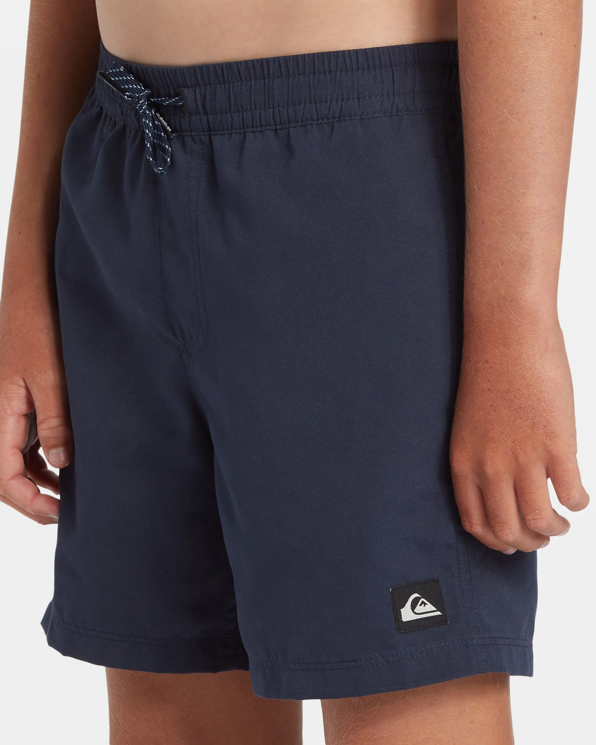 Boys 8-16 Everyday Solid Volley 14" Elastic Waist Shorts - Dark Navy