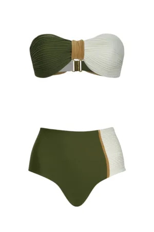 Emma & Frida Bikini in Green and Ivory