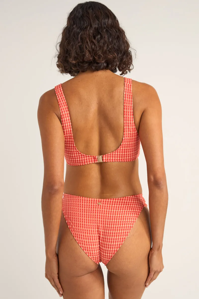 Lola Check Crop Top Red