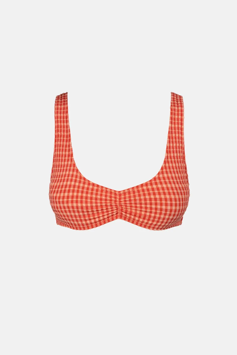 Lola Check Crop Top Red