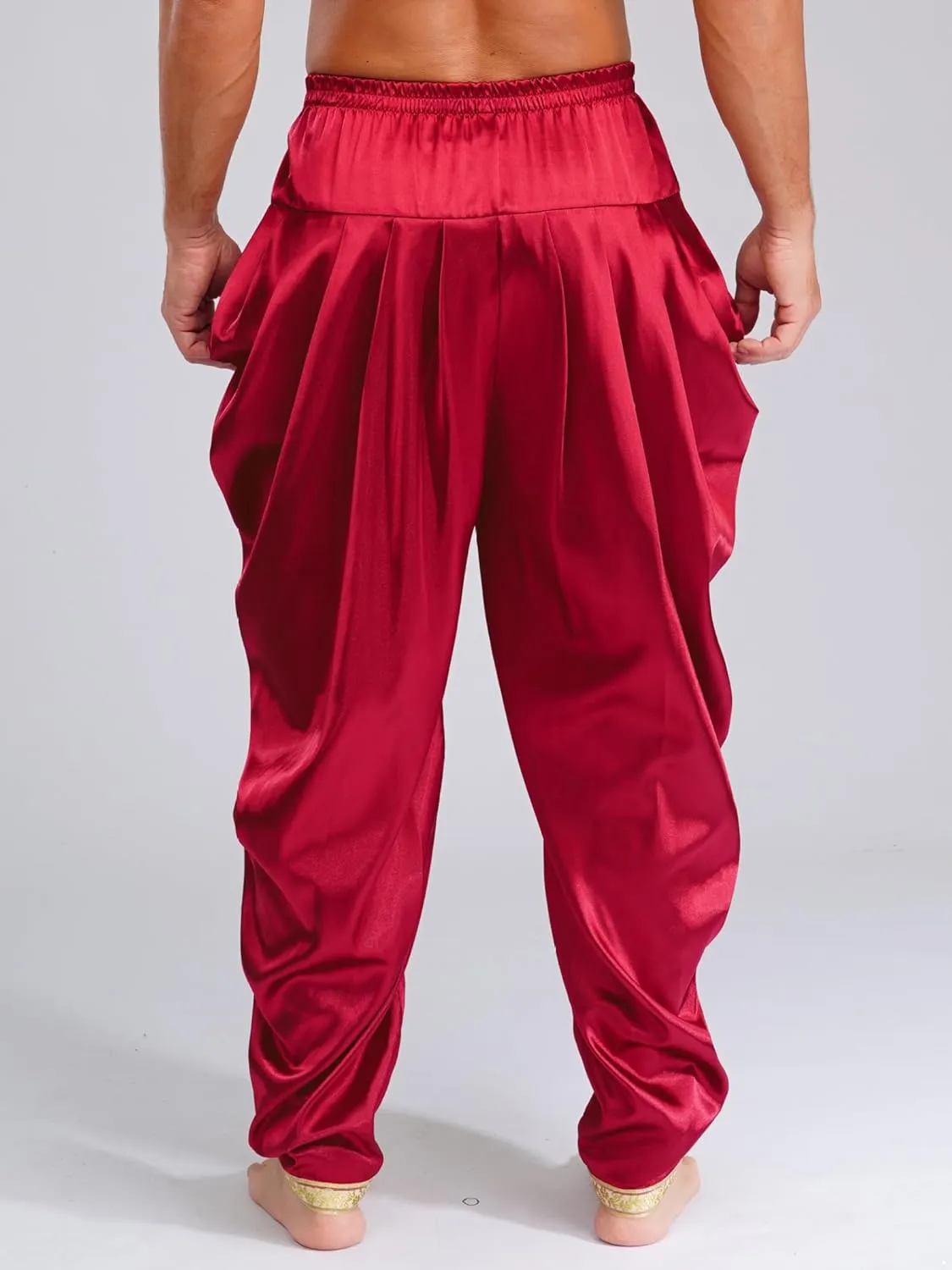 Men's Loose Fit Harem Pants Elastic Waistband Draped Casual Yoga Pants Pajama Bottoms