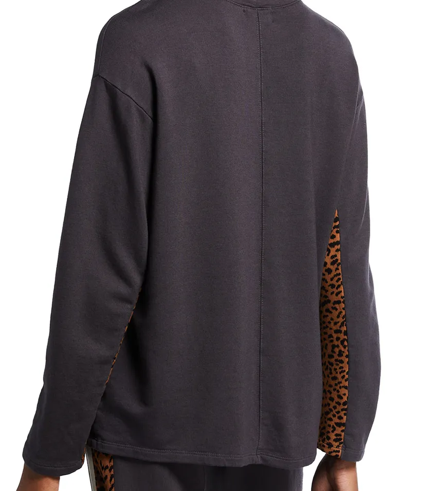 Monrow Paneled Mini Leopard Sweatshirt
