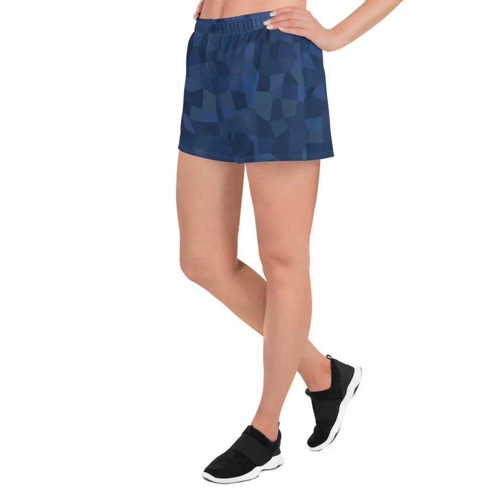 'Navy Mosaic' women's athletic shorts