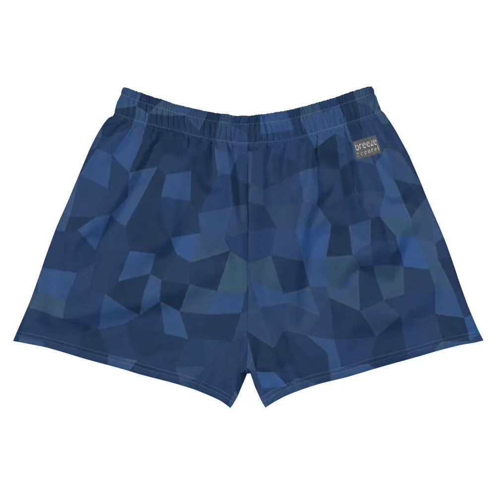 'Navy Mosaic' women's athletic shorts