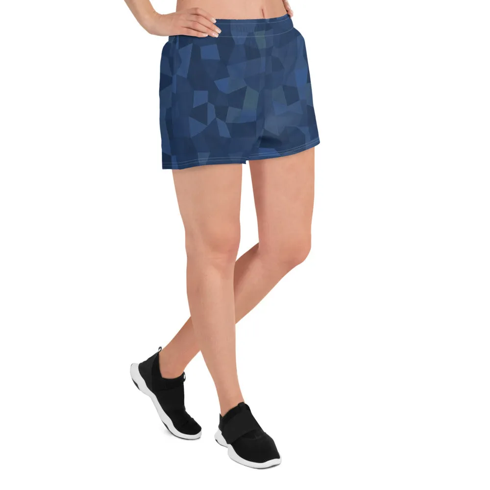'Navy Mosaic' women's athletic shorts