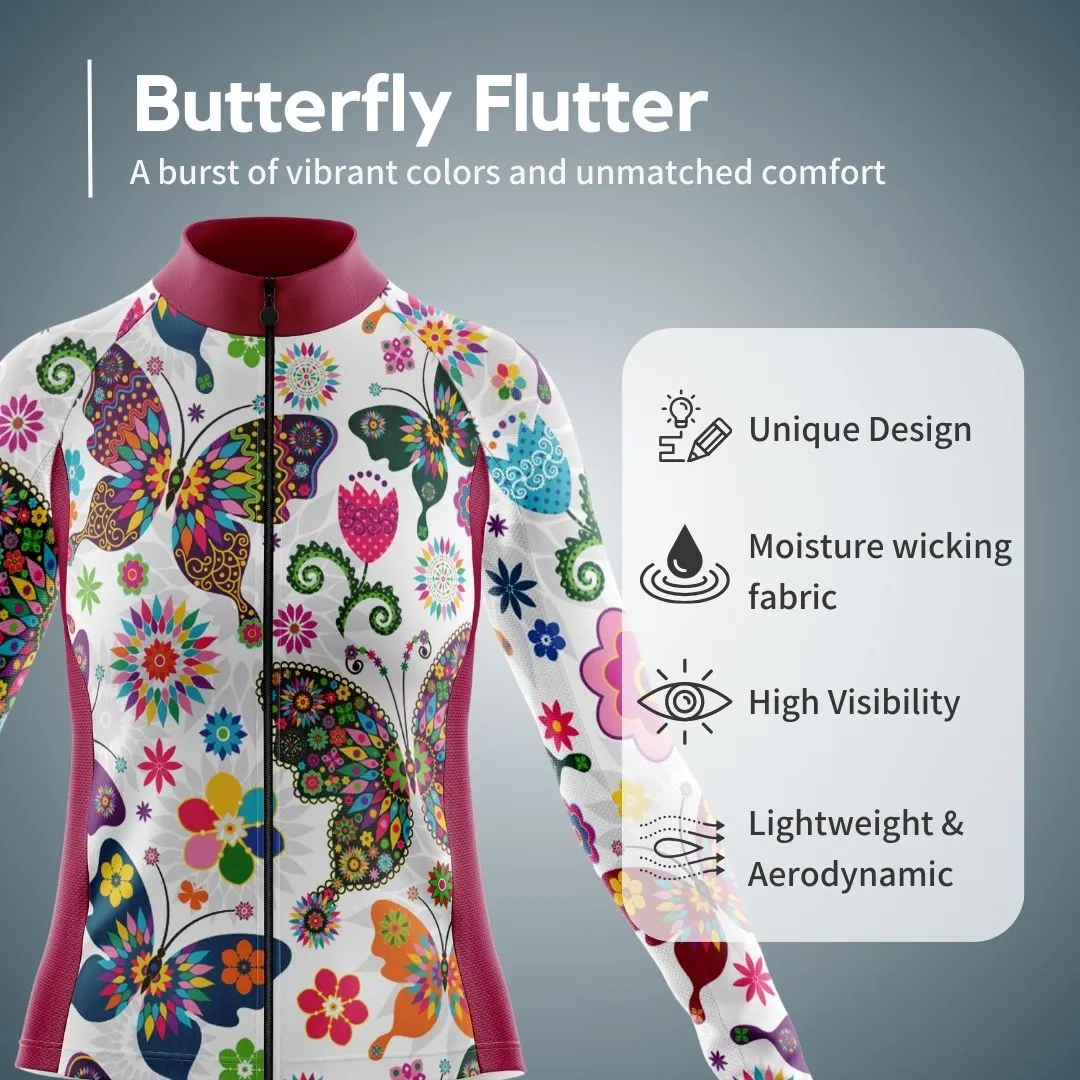 NEW! Butterfly Flutter | Women's Long Sleeve Cycling Jersey