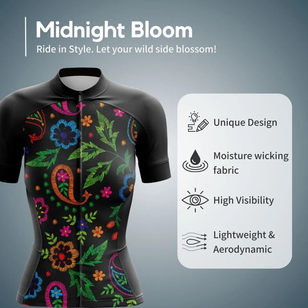 New! Midnight Bloom | Women's Short Sleeve Cycling Jersey
