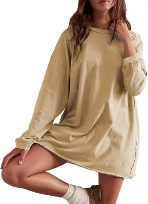 Womens Oversized T Shirts Crewneck Long Sleeve Summer Athletic Cotton Tees Shirt Loose Fit Y2k Tops